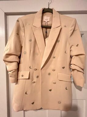 Cinq A Sept Embroidered Starburst Double-Breasted Blazer - Cream NEVER WORN